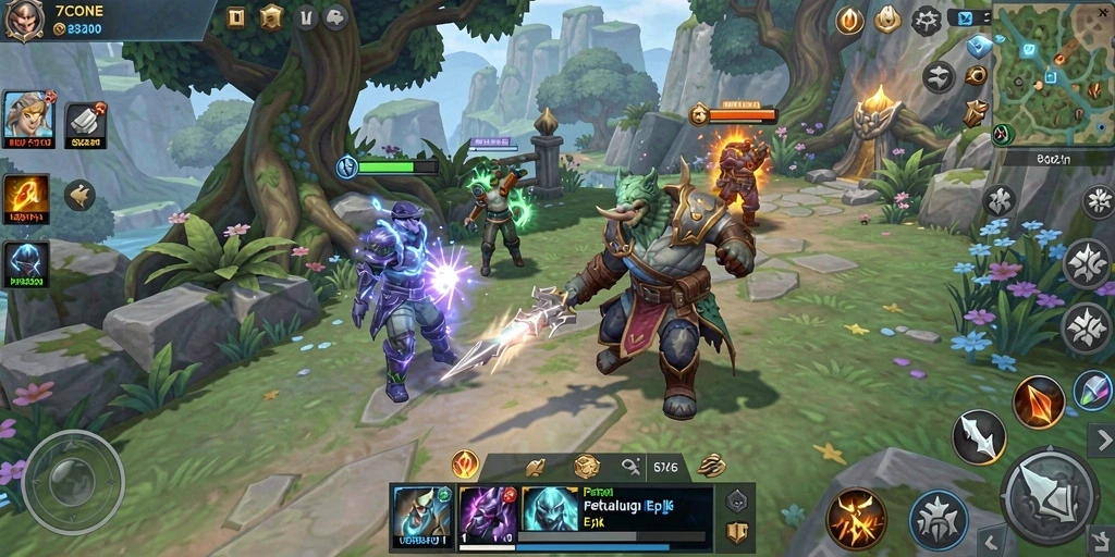 Tangkapan layar gameplay 7CONE menampilkan pertempuran epik antar pemain.