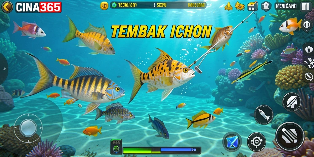 Tampilan gameplay seru dari CINA365 menembak ikan.