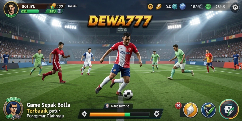 Tampilan gameplay DEWA777 yang menampilkan aksi sepak bola seru.
