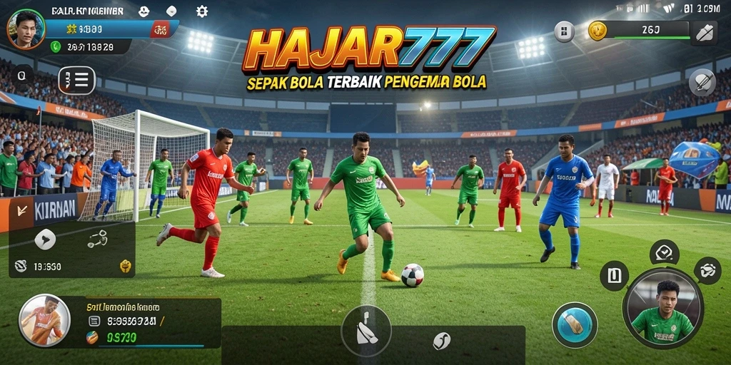 Tampilan gameplay seru dalam HAJAR777 dengan pemain dan tim favorit.