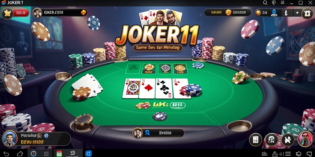 Tampilan gameplay JOKER11 dengan aksi poker yang seru.