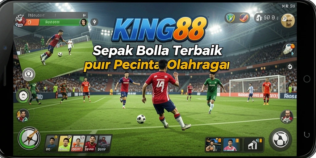 Tangkapan layar KING88 menampilkan aksi seru di lapangan sepak bola.