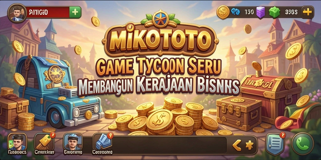 Tampilan gameplay seru di MIKOTOTO dengan pengelolaan bisnis yang menarik.