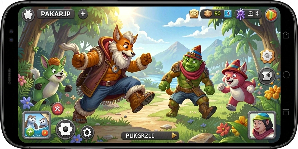 Tampilan gameplay PAKARJP yang penuh warna dan menantang.