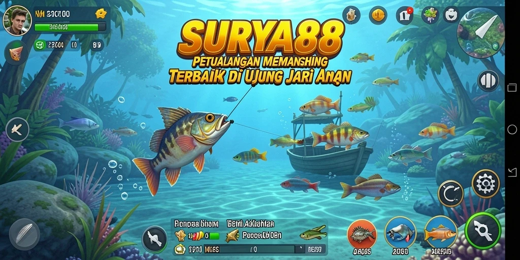 Gameplay SURYA88 yang menunjukkan keseruan memancing yang seru.