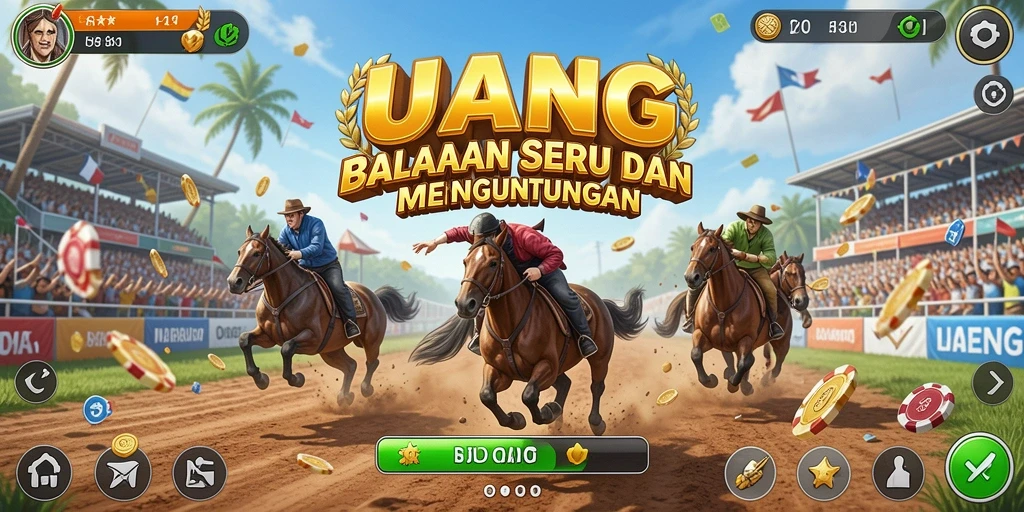 Tampilan gameplay balapan yang seru dan mendebarkan.