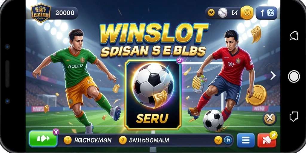 Screenshot utama WINSLOT menampilkan suasana permainan slot sepak bola yang seru.